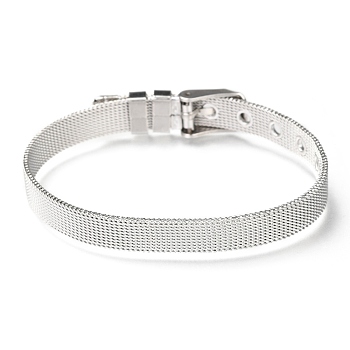 304 Stainless Steel Watch Bands, Watch Belt Fit Slide Charms, Original Color, 8-1/2 inch(21.5cm), 8mm