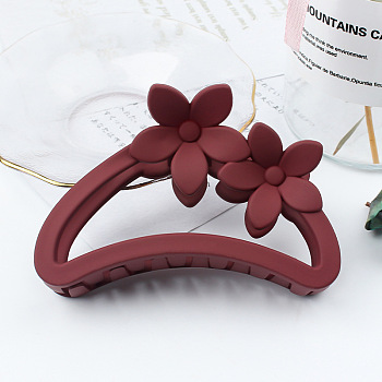 Amber Color Hollow Hair Clip with Matte Half Round Arc Flower.