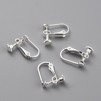 Brass Clip-on Earring Findings, Spiral Ear Clip, Screw Back Non Pierced Earring Converter, 925 Sterling Silver Plated, 16x13x5mm