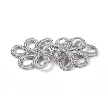Braid Knit Chinese Knot Closure Cheongsam Frog Buttons, for Cheongsam Tang Suits, Gainsboro, 75x35x5mm