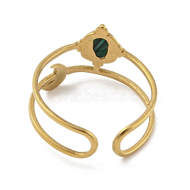 304 Stainless Steel with Synthetic Malachite Ring(RJEW-Z031-01H-03)-3