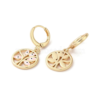 Tree with Evil Eye Real 18K Gold Plated Brass Dangle Leverback Earrings(EJEW-Q797-19G-01)-2