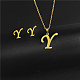 Golden Stainless Steel Initial Letter Jewelry Set(IT6493-19)-1