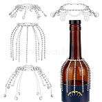 4Pcs Brass & Alloy Rhinestone Wine Bottle Decoration, for Party Bottle Decoration, Silver, 120mm(HJEW-OC00030)