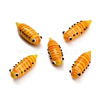 Handmade Lampwork Worm Figurines, for Home Office Desk Decoration, Orange, 30x11.5x9.5mm(LA-CBA77D3-01E)