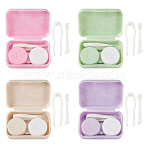 4 Bags 4 Colors Plastic Contact Lens Care Tool Set, include Case, Tweezers & Applicator, Mixed Color, 46x66x22mm, 1 bag/color(AJEW-TAD0001-01)