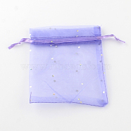 Rectangle Organza Bags with Glitter Sequins, Gift Bags, Medium Purple, 11x8cm(X-OP-R020-8x11-05)