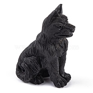 Natural Obsidian Wolf Figurines Statues for Home Office Desktop Feng Shui Ornament, 47~48x27~28x72~74mm(G-Q172-13A)