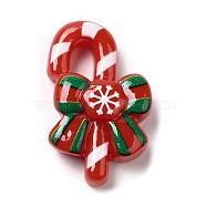 Christmas Theme Opaque Resin Cabochons, for Jewelry Making, Candy Cane, 28x18x8mm(RESI-E043-01Q)