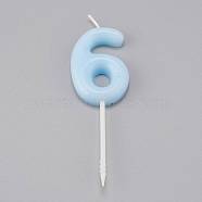 Paraffin Candles, Number Shaped Smokeless Candles, Decorations for Wedding, Birthday Party, Sky Blue, Num.6, 6: 90.5x28.5x8mm(DIY-K028-D01-06)
