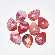 Natural Banded Agate/Striped Agate Cabochons, Dyed, Teardrop, Red, 25x18x6~7mm(G-T122-23A)