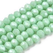 Electroplate Glass Beads Strands, Pearl Luster Plated, Faceted, Rondelle, Light Cyan, 2.3~2.7x2mm, Hole: 0.4mm, about 150~155pcs/strand, 32~33cm(EGLA-A044-P1mm-A14)