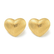 Heart Ion Plating(IP) 304 Stainless Steel Stud Earrings, Golden, 19x23mm(EJEW-G400-30G)