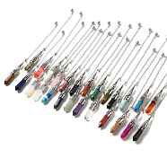 Mixed Gemstone/Glass Dowsing Pendulum Big Pendants, with Brass Findings, Bullet, 260~270mm, Hole: 1.5mm(G-H285-06P)