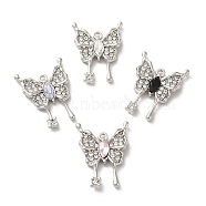 Alloy Crystal Rhinestone Pendant, with Glass, Platinum, Lead Free & Cadmium Free, Butterfly Charm, Mixed Color, 22.5x17x3mm, Hole: 1.4mm(PALLOY-K001-079P)