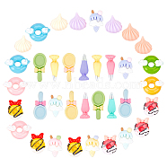 36 Pcs 6 Style Opaque Resin Cabochons, Imitation Food, Ice Cream & Donut with Wing & Steamed Stuffed Bun & Pastry Bag & Candy & Donut with Bowknot, Mixed Color, 25x11.5x6mm(CRES-SC0001-83)