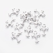 201 Stainless Steel Tiny Cross Charms, Stainless Steel Color, 14x9.5x1mm, Hole: 1.2mm(STAS-L233-082P)