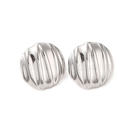 Flat Round 304 Stainless Steel Stud Earrings for Women, Stainless Steel Color, 19mm(EJEW-L272-003P)