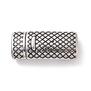 Tibetan Style 304 Stainless Steel Magnetic Clasps with Glue-in Ends, Rectangle, Antique Silver, 28x12x7.5mm, Hole: 5x10mm(STAS-G276-28AS)