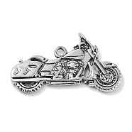 Tibetan Style Alloy Pendants, Motorbike, Antique Silver, 28x49.5x3.5mm, Hole: 3mm(PALLOY-S031-04B)