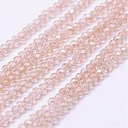 Electroplate Glass Beads Strands, Full Rainbow Plated, Faceted, Rondelle, Lavender Blush, 2.5x1.5~2mm, Hole: 0.5mm, about 185~190pcs/strand, 13.7 inch~14.1 inch(EGLA-K010-FR01)