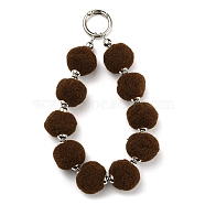 Phone Lanyard Universal Plush Ball Wrist Lanyard, with Alloy Findings, for Smartphone Case Bag Car Keys Decoration, Coconut Brown, 155mm(HJEW-Q011-01B-P)