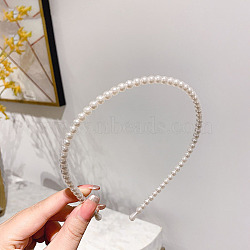 Plastic Imitation Pearls Hair Bands, Bridal Hair Bands Party Wedding Hair Accessories for Women Girls, White, 140mm(OHAR-PW0007-19A)