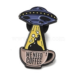 Creative Coffee Enamel Pins, Black Alloy Brooch for Backpack Clothes, Dark Slate Blue, 30.5x19x1.5mm(JEWB-P030-K01)