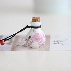 Porcelain Perfume Bottle Necklaces, Pendant Necklace, Pearl Pink, Pendnat: 37mm(PW-WG22075-02)