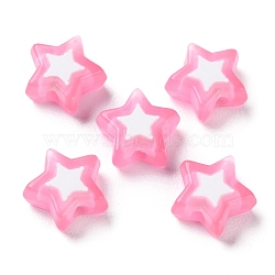 Star Acrylic Beads, Bead in Bead, Pink, 8.5x9x4mm, Hole: 1.8mm, about 2941pcs/500g(TACR-C001-02A)
