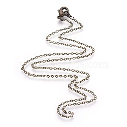 Antique Bronze Color Brass Necklaces, chain link: about 1.5mm wide, 2mm long, 18 inch long(X-SW028-1NFAB)
