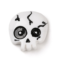 Skull Halloween Opaque Resin Decoden Cabochons, Halloween Jewelry Craft, White, 23.5x23x8mm(RESI-R446-01C)