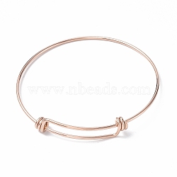Ion Plating(IP) Adjustable 304 Stainless Steel Bangles Making, Rose Gold, Inner Diameter: 2-5/8 inch(6.55cm)(MAK-F286-01RG)