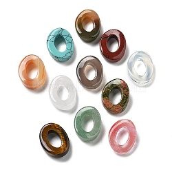 Gemstone Pendants, Oval with Hole, 23x18x6mm, Hole: 12.5x7.5mm(G-P563-04)