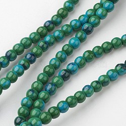 Natural Ocean White Jade Bead Strands, Round, Dyed, Teal, 4mm, Hole: 1mm, about 104pcs/strand, 15.7 inch(400mm)(G-G916-4mm-01)