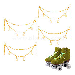 50Pcs Star & Moon Stainless Steel Charms Shoe Chain, Shoe Decoration, with Brass Chain, Golden, 120mm, 2pcs/set(AJEW-PH01579)