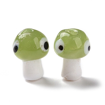 Handmade Evil Eye Lampwork Beads, Mushroom Shape, Medium Sea Green, 16.5~18x11.5~13x11.5~13mm, Hole: 1.6~2mm