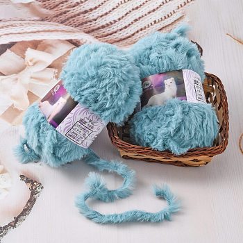 Polyester & Nylon Yarn, Imitation Fur Mink Wool, for DIY Knitting Soft Coat Scarf, Sky Blue, 4.5mm