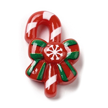 Christmas Theme Opaque Resin Cabochons, for Jewelry Making, Candy Cane, 28x18x8mm