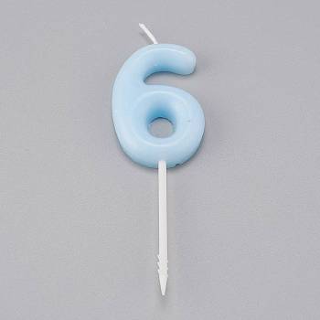Paraffin Candles, Number Shaped Smokeless Candles, Decorations for Wedding, Birthday Party, Sky Blue, Num.6, 6: 90.5x28.5x8mm