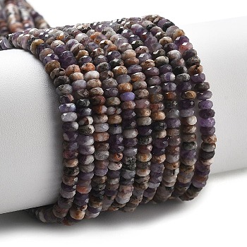 Natural Amethyst Beads Strands, Faceted, Rondelle, 4x2mm, Hole: 0.8mm, about 176~179pcs/strand, 15.28'~15.43''(38.8~39.2cm)