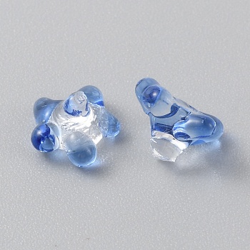 High Borosilicate Glass Beads, No Hole/Undrilled, Flower, Blue, 5~7x6~7x6~7mm