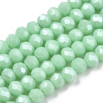 Electroplate Glass Beads Strands, Pearl Luster Plated, Faceted, Rondelle, Light Cyan, 2.3~2.7x2mm, Hole: 0.4mm, about 150~155pcs/strand, 32~33cm