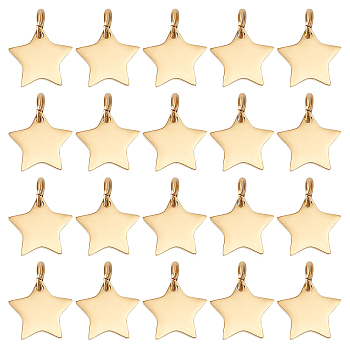 DICOSMETIC 40Pcs 304 Stainless Steel Charms, Star, Golden, 10x10.6x1.1mm, Hole: 4mm