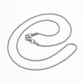 304 Stainless Steel Box Chain Necklace for Men Women, Stainless Steel Color, 21.65 inch(55cm)