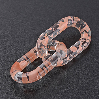 Transparent Acrylic Linking Rings, Quick Link Connectors, for Cable Chains Making, Oval, Light Salmon, 27x16.5x4mm, Inner Diameter: 7.5x18mm