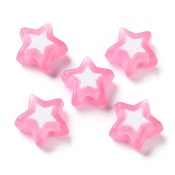 Star Acrylic Beads, Bead in Bead, Pink, 8.5x9x4mm, Hole: 1.8mm, about 2941pcs/500g