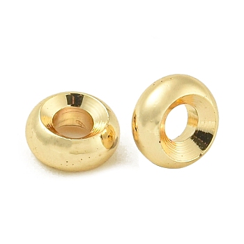 Rack Plating Brass Spacer Beads, Long-Lasting Plated, Cadmium Free & Lead Free, Disc, Real 14K Gold Plated, 5x2.5mm, Hole: 2mm