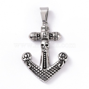 Antique Silver Anchor & Helm 304 Stainless Steel Big Pendants