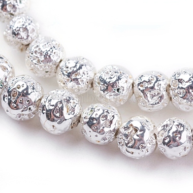 4mm Silver Round Lava Beads